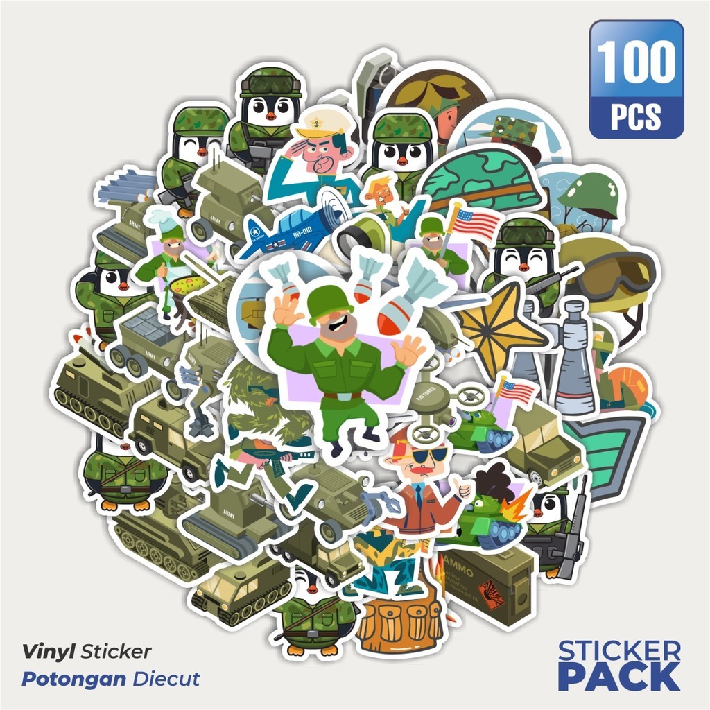 

Stiker Vinyl Stiker Tentara Cute Stiker Korea Waterproof Aesthetic- Untuk Laptop, Motor, dan Helm - Paper Stationery Pack