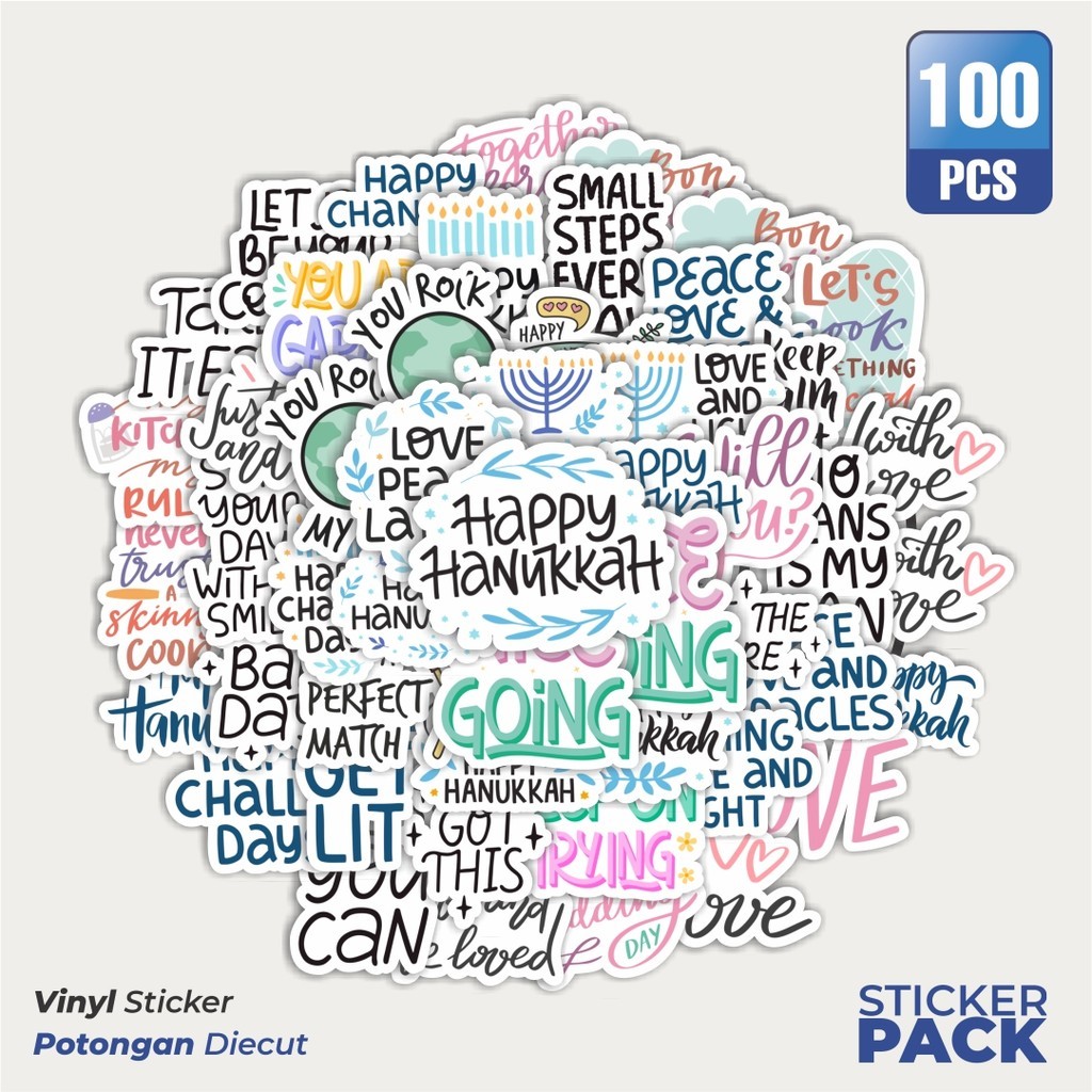 

MURAH 100 PCS Stiker Phrases Bahasa Inggris Waterproof Aesthetic- Untuk Laptop, Motor, dan Helm - Paper Stationery Pack