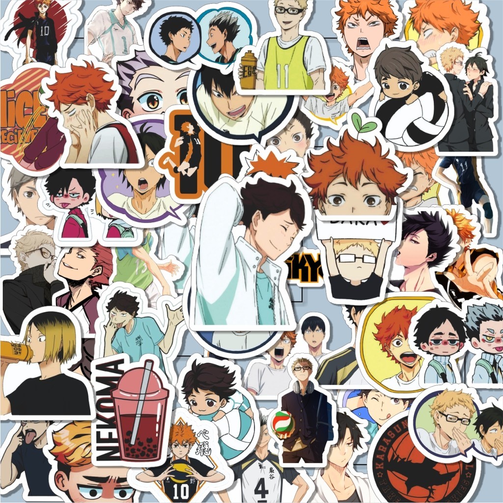 

100PCS Lucu Stiker Anime Haikyuu Stiker Aesthetic Stiker Anti Air Stikers Berperekat Waterproof sticker decal buat Motor Helm Buku Journal Koper Casing HP Laptop Botol Minum Hadiah anak