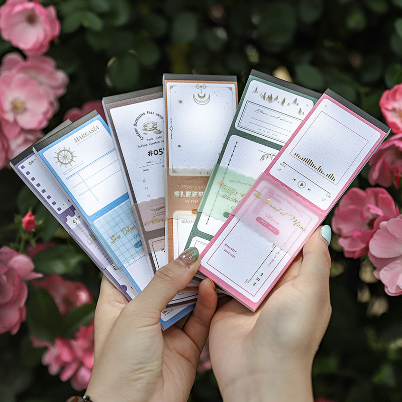 

50pcs/lot Memo Pads Material Paper Time silhouette Junk Journal Scrapbooking Cards Retro Background Decoration Paper