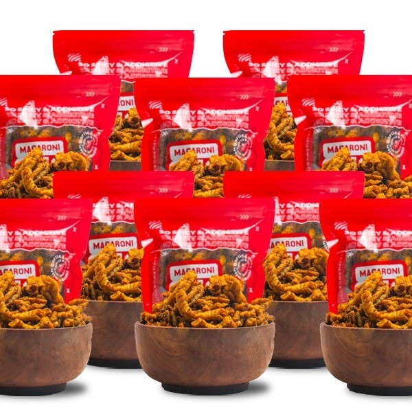 

Macaroni Cuck Keripik Usus Pedas Daun Jeruk Kemasan Reguler 80gr x10