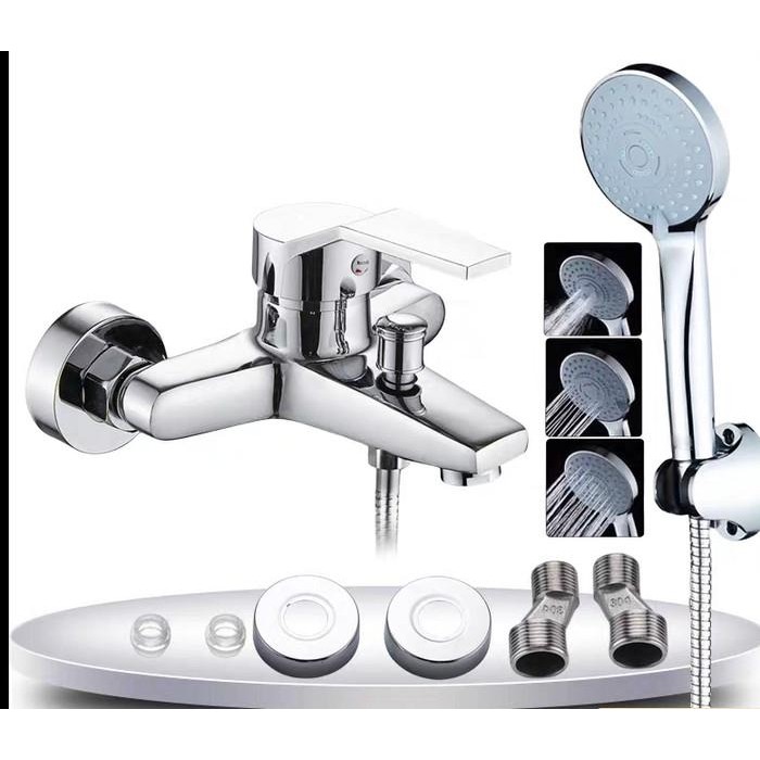 Paloma Hardcore - Kran Shower Panas Dingin Kran Kamar Mandi Kran 2 Cabang Hitam - stainless Set