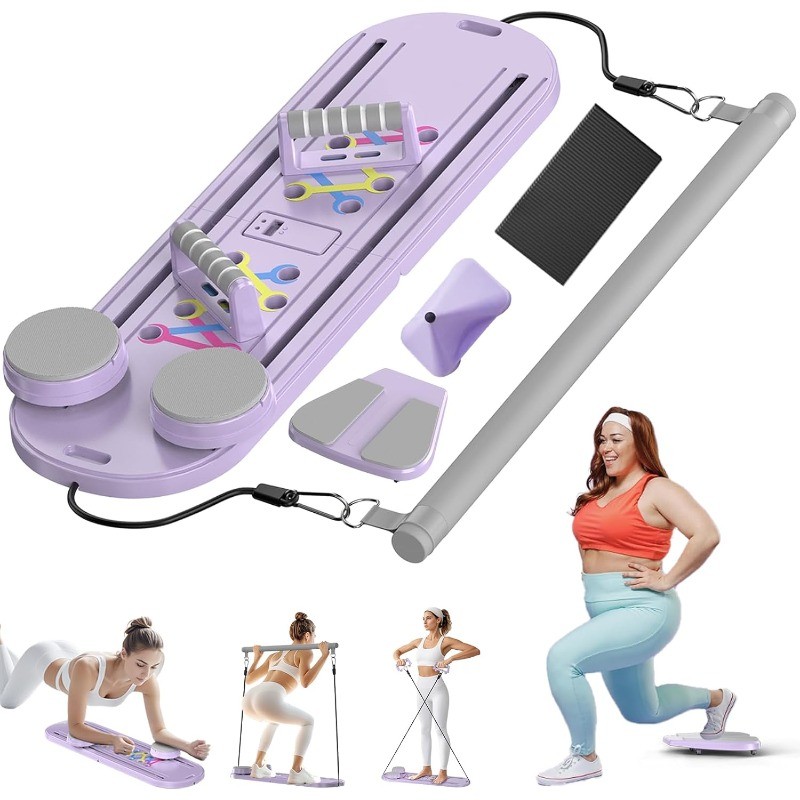 Pilates Board, Pilates Reformer Set 15-in-1 Multifunctional Abdominal Board, Foldable Ab Core Traine