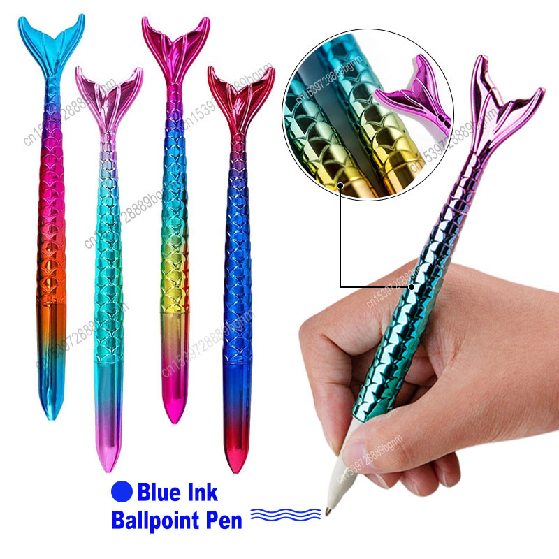 

4/8/12/16/24/32/40Pcs Set Mermaid Ballpoint Pen 1.0mm Tip Blue Ink Kawaii Signature Ball Pen Office School Writing Stationery