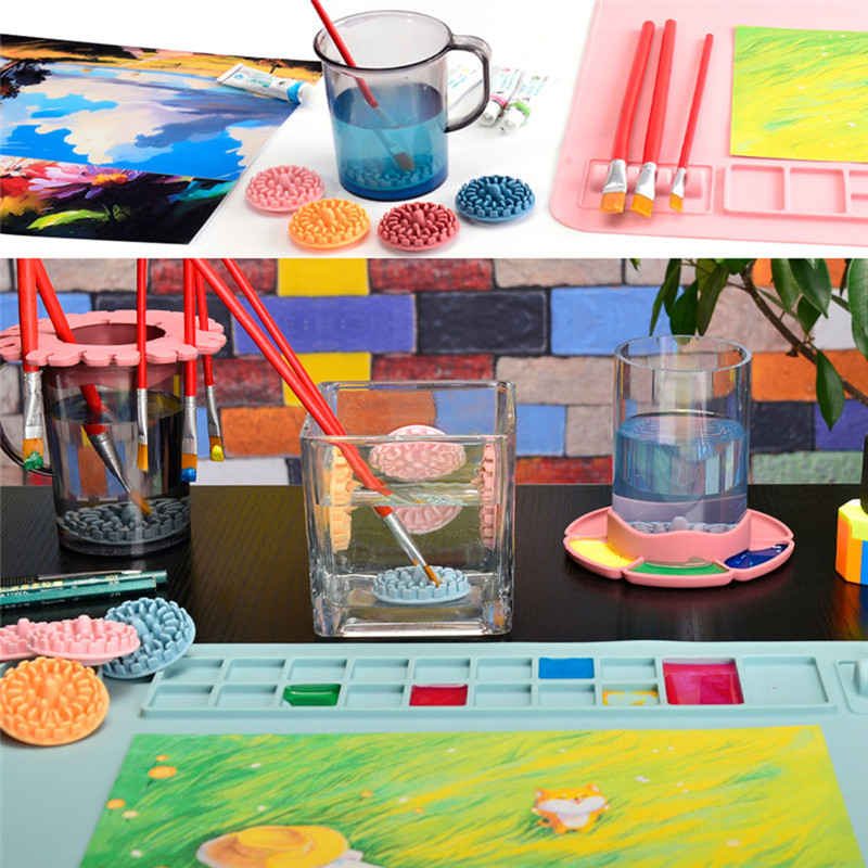 

Washable Silicone Craft Graffiti Painting Mat DIY Silicone Painting Scrubbable Pigment Palette Painting Pad Blue Durable