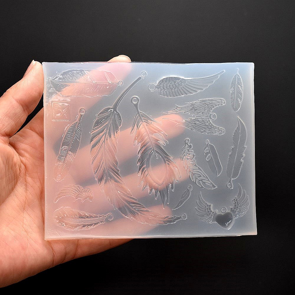 

SNASAN Silicone Mold Feather Charms Pendant Resin Silicone Mould Jewelry Handmade Tool Epoxy Resin Monlds Leaf Wing