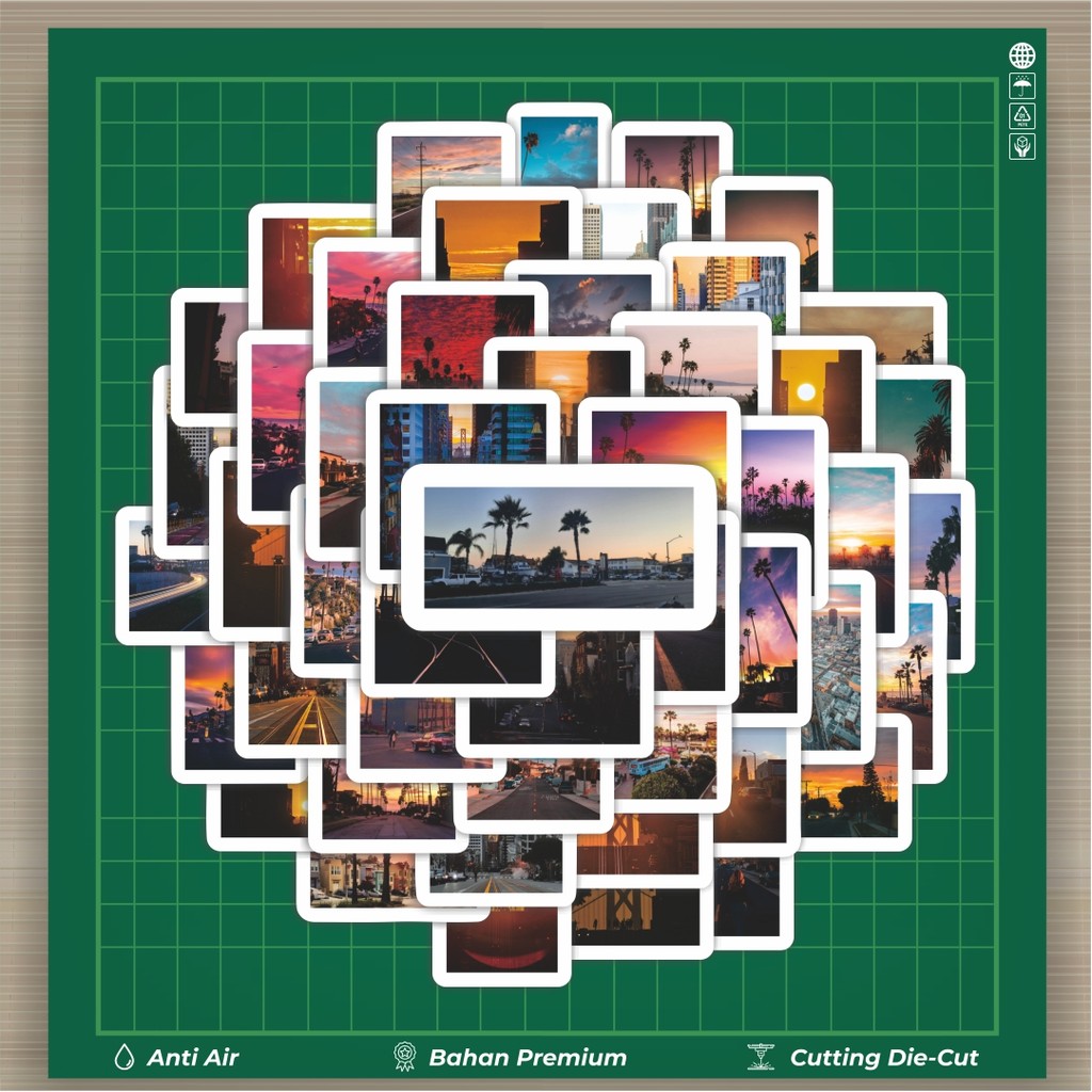 

HOT 50 PCS STIKER Sticker California Street Sunset [California Jalan Matahari Terbenam] Stiker Fashion Cars Decal Dingin Kartu Album Custom Vinyl Anti Air- Sticker Aesthetic Buku Journal Koper Casing HP Tablet Laptop Helm Motor Botol Minum