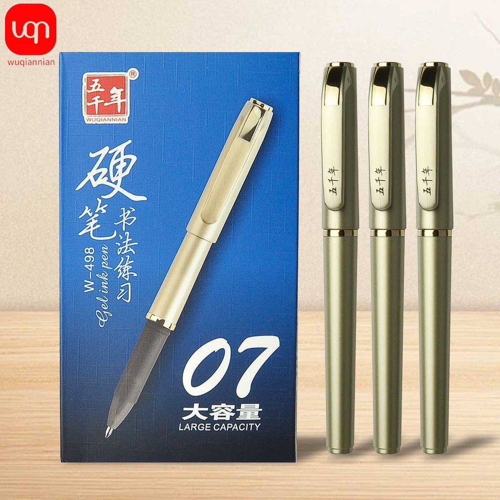 

WQN-3/6/12PCS Gold Case Gel Pen 0.7mm Nib Smooth Writing Hard Pen Calligraphy Pen School & Office Stationery