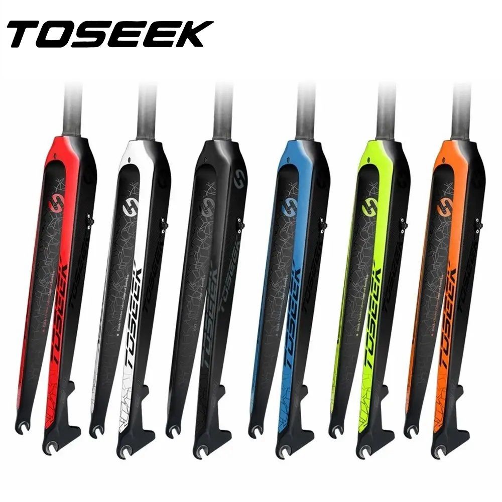 TOSEEK T800 Carbon Fiber Rigid Fork MTB Bike Forks Mountain Bicycle Front Fork 26 27.5 29 Inch Steer