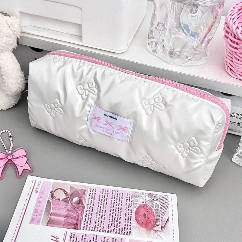

Creative Pink Bow Pencil Case Large Capacity Storage Pencil Bags Multi-Functional Stationery Organizer Bag