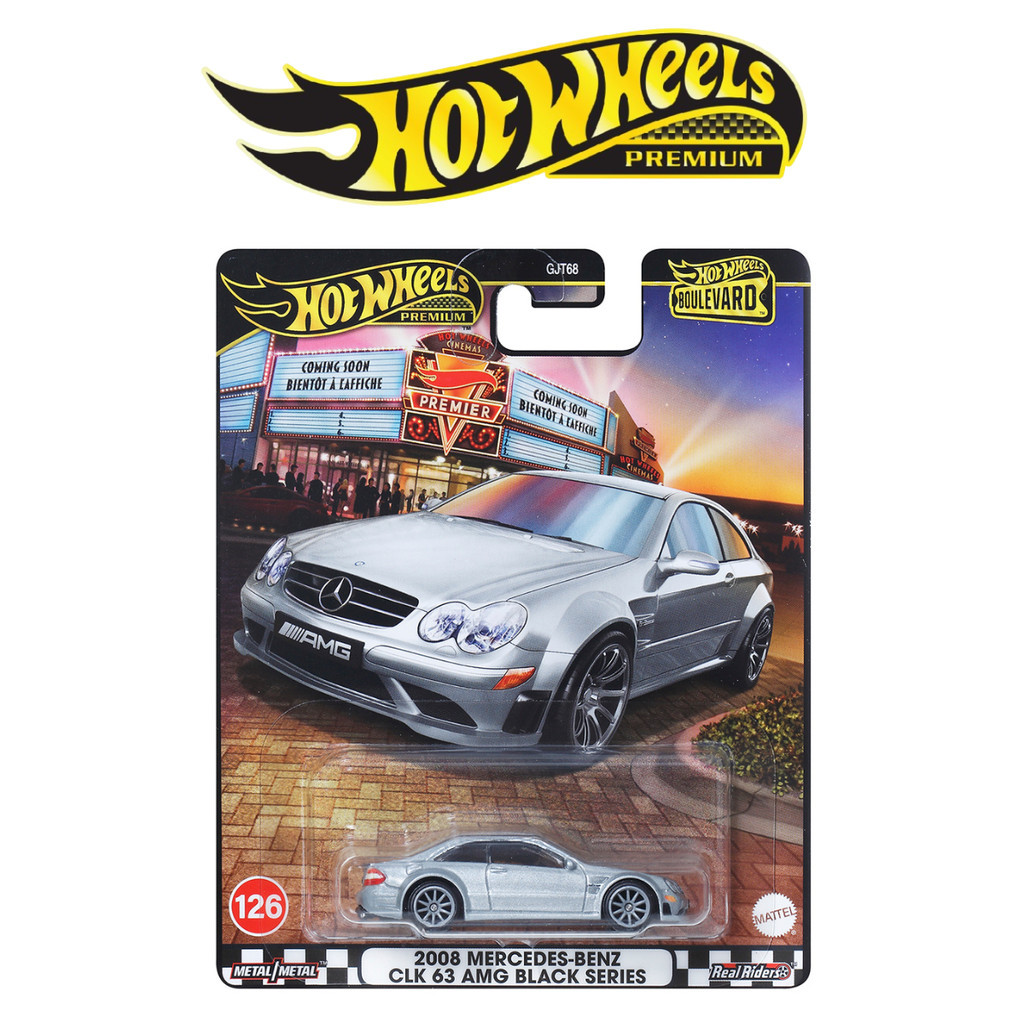 Hot Wheels Premium Boulevard 2008 Mercedes-Benz CLK 63 AMG Black Series Silver Koleksi Diecast Mobil
