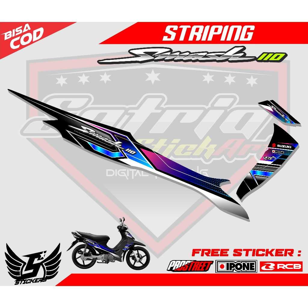 Striping Sticker Variasi Motor Smash 110 / Sticker List Variasi Suzuki Smash 110