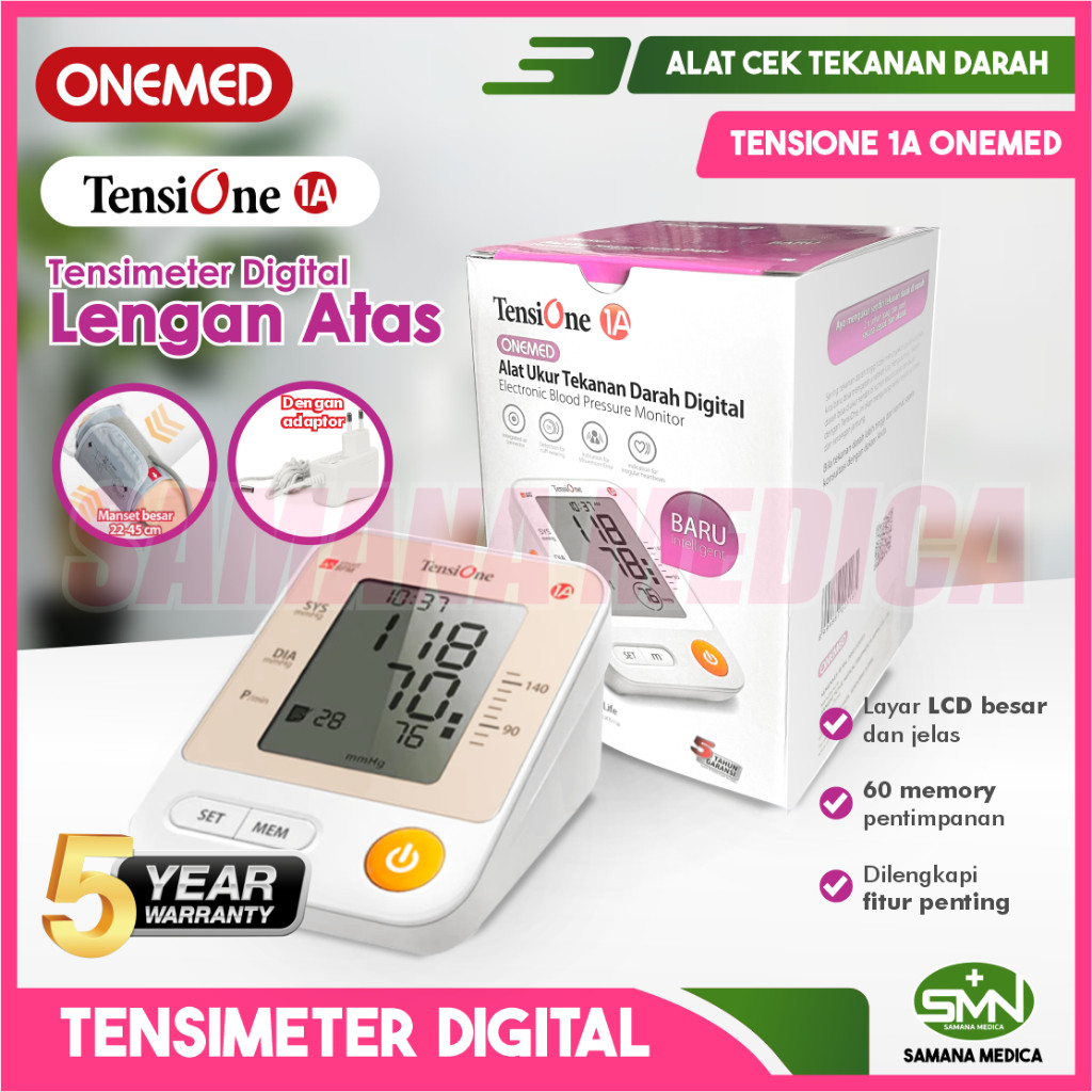 Tensimeter TensiOne tanpa Suara Alat Ukur Tekanan Darah TANPA SUARA Digital TensiOne 1A ONEMED Promo
