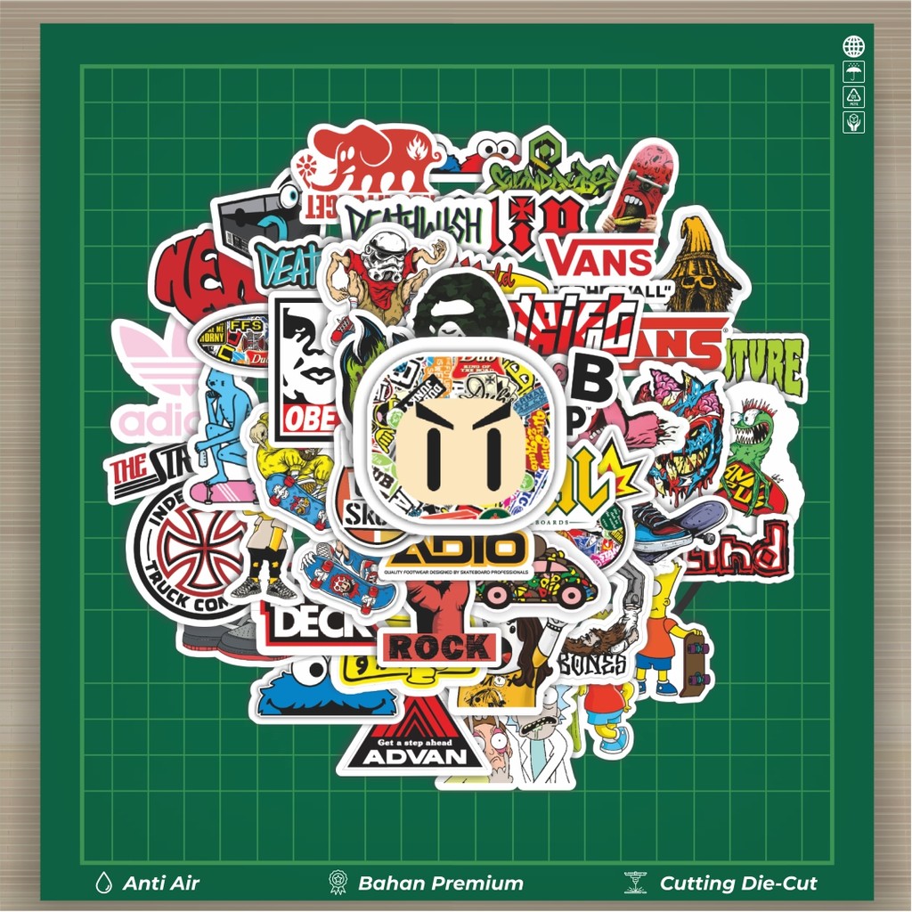 

HOT 50 PCS STIKER Stiker Logo Skateboard Versi 2 Stiker Fashion Cars Decal Dingin Kartu Album Custom Vinyl Anti Air- Sticker Aesthetic Buku Journal Koper Casing HP Tablet Laptop Helm Motor Botol Minum