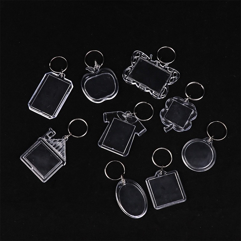 

5pcs Blank Photo Frame Keychain Clear Acrylic Keyring Insert Photo Split Key Pendant DIY Key Holder Couple Anniversary Gift