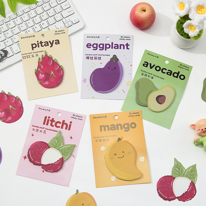 

1 Piece Cute Kawaii Sticky Eggplant Note Fruits Memo Pad Office Planner Sticker Stationery School Supplies Decoration Adhesive