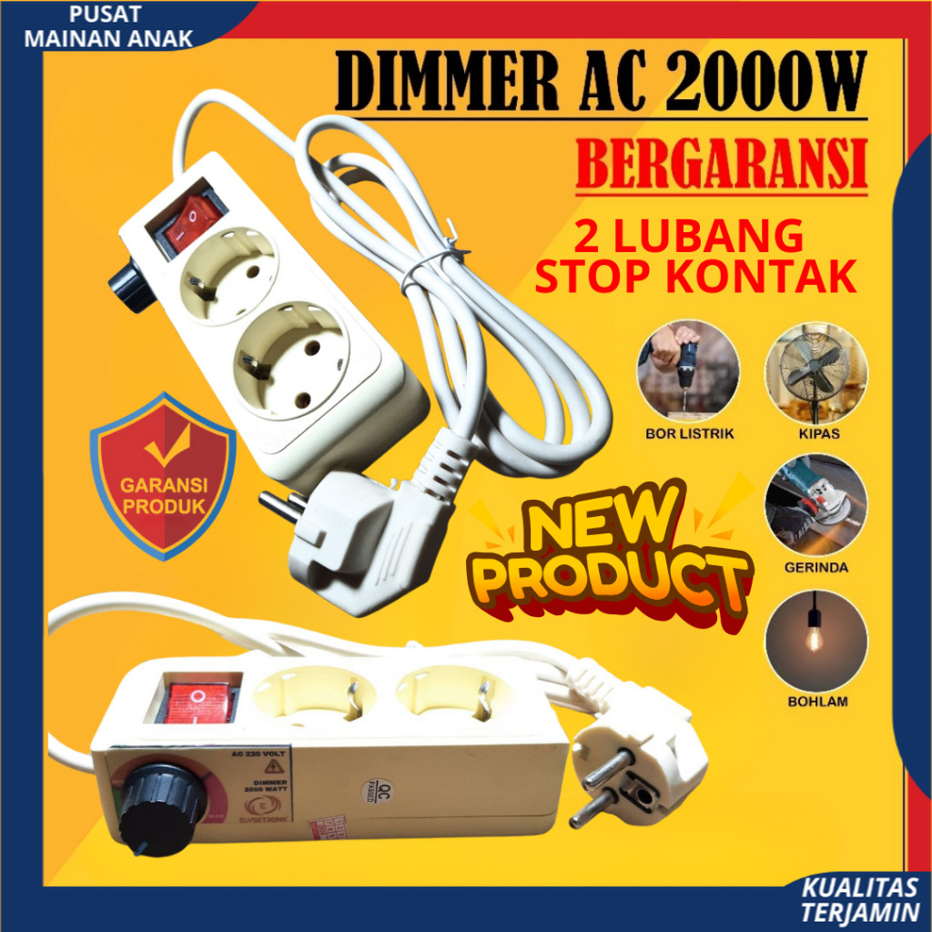 Dimmer AC 2000 Watt 2 Lubang Pengatur Kecepatan Bor, Gerinda pengatur cahaya lampu Pijar PMA