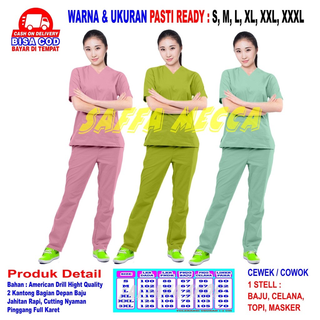 New Baju Oka COD  Scrub Perawat  Baju Jaga   Baju Oka   Baju OK   Baju Perawat  Pria  Wanita Harga M