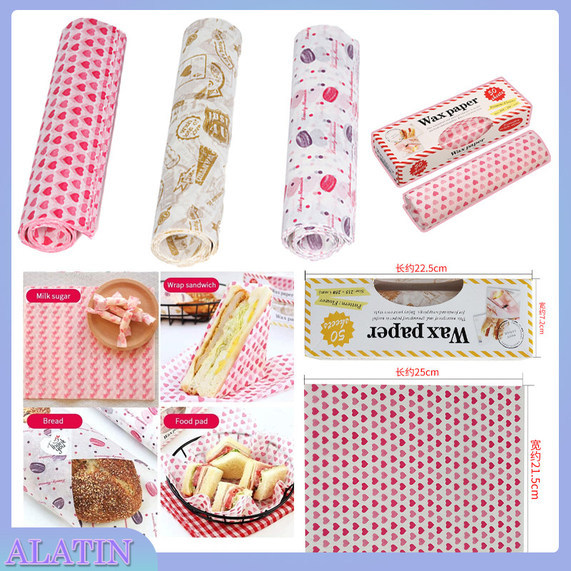 Isi 10 / 50 Lembar Alas Nasi Bento Kertas Pembungkus Makanan/Alas Kertas Bento Cake / Baking Paper M