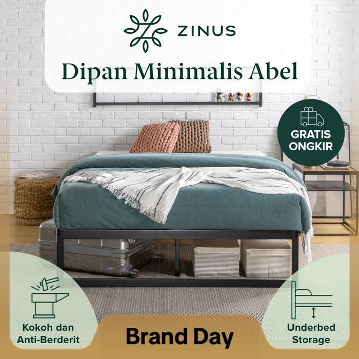 Zinus Tempat Tidur Ranjang Besi Abel / Design Minimalis / Smart Base / Easy Assembly / Tinggi 35cm F