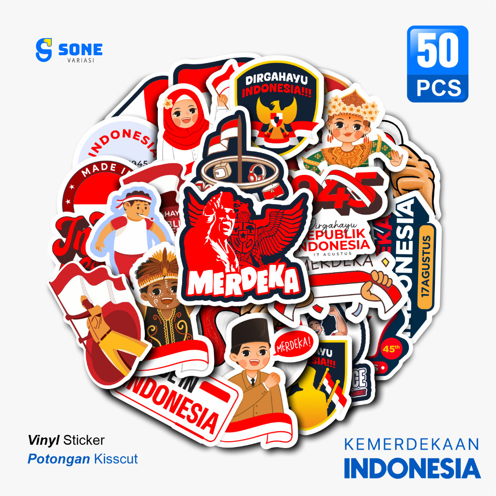 

Stiker Pack Spesial NKRI 17 Agustus Vinyl Waterproof untuk Sticker Buku Journal Casing HP Laptop Tumbler