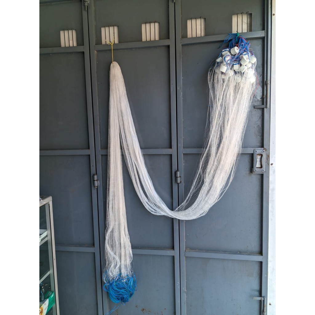 Jaring ikan siap pakai 3 lapis panjang 30m tinggi 3m pemberat timah jaring dalam 2in senar 0,20mm ja