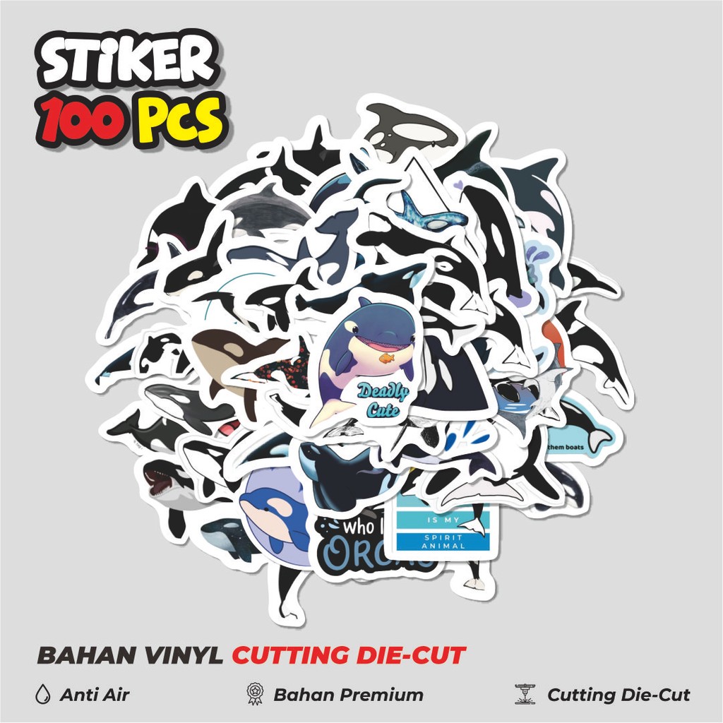 

Terbaru! 50 pcs Stiker Hewan Orca/Paus Dekorasi Lucu Kreatif untuk Notebook, Skateboard, HP