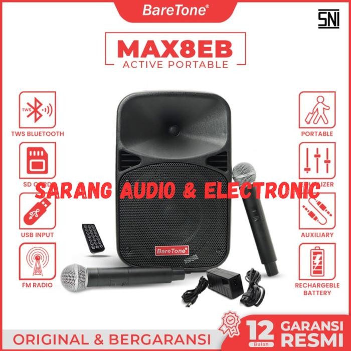 Speaker Portable BARETONE MAX 8 EB MAX08EB ORIGINAL 8in