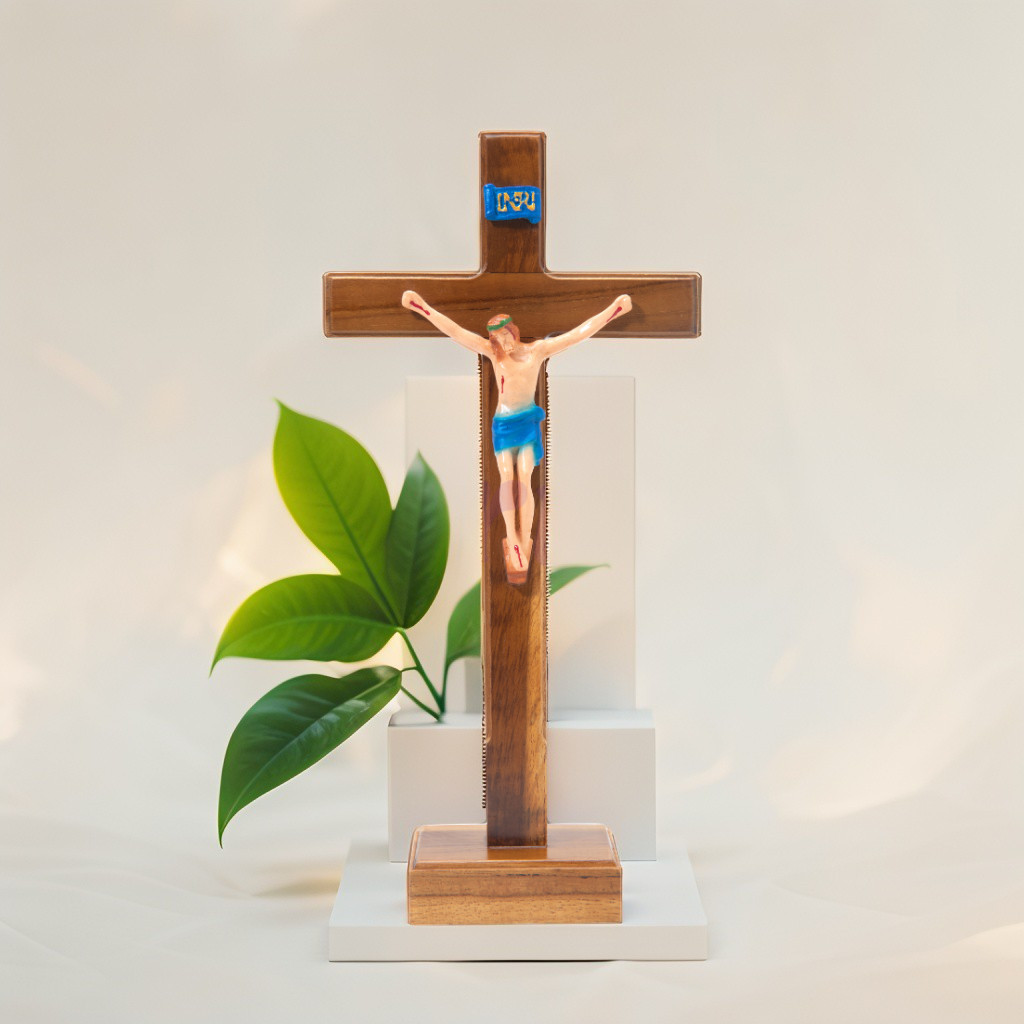 SALIB DUDUK KATOLIK 30 CM KORPUS FIBER / SALIB MEJA KATOLIK / SALIB ALTAR PATUNG YESUS / SALIB BESAR