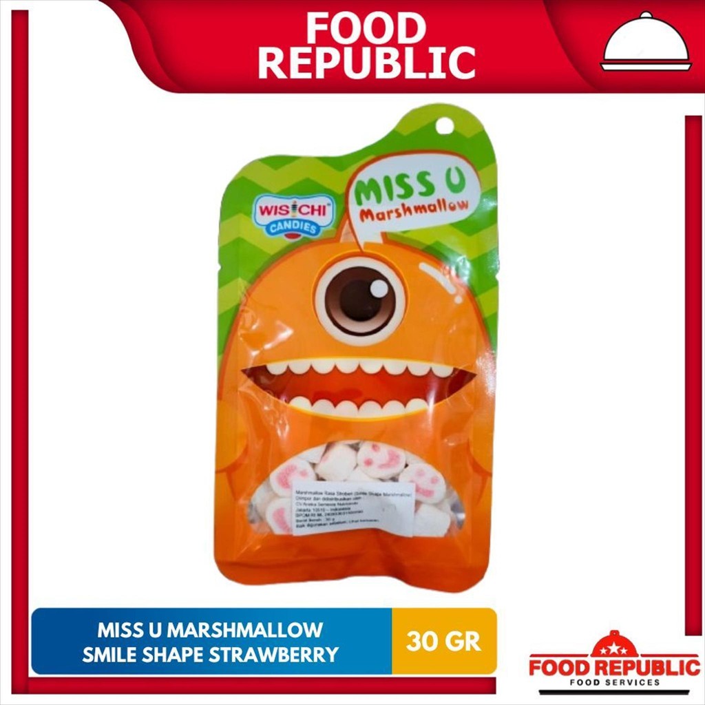 

Miss U Marshmallow Strawberry Smile Shape Permen Kapas Strawberry 30gr