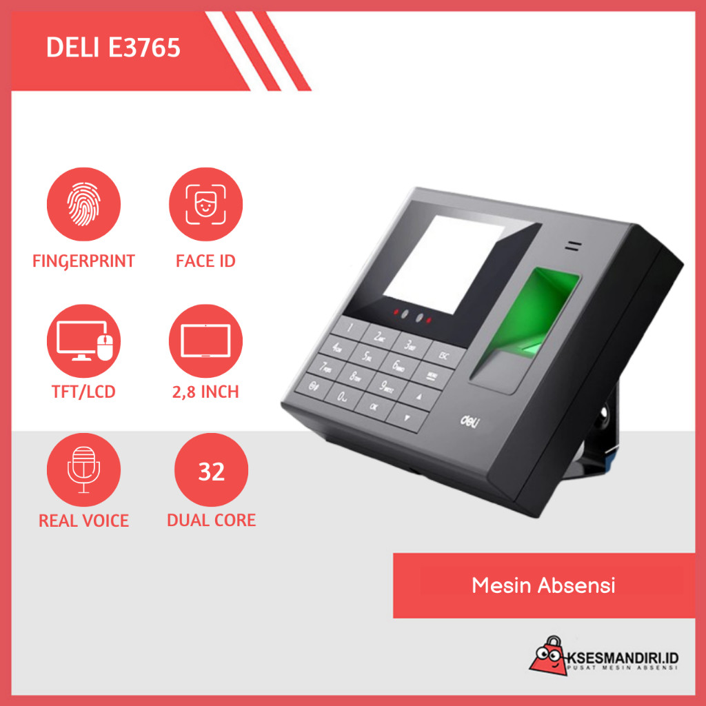 Mesin Absensi Fingerprint Sensor Wajah DELI E3765