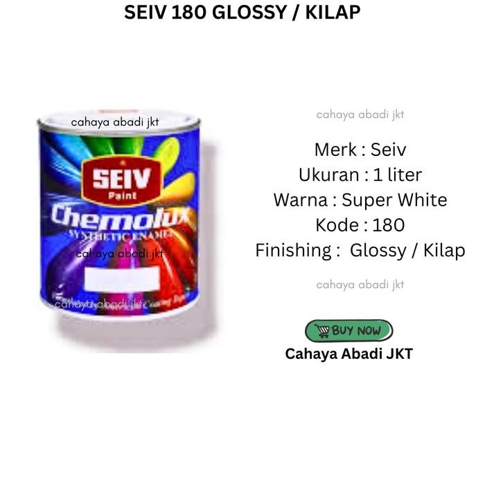

Cat Minyak Kayu Besi SEIV 180 Glossy Super White 1liter / SEIV Paint 180 Kilap 1 Liter Super White