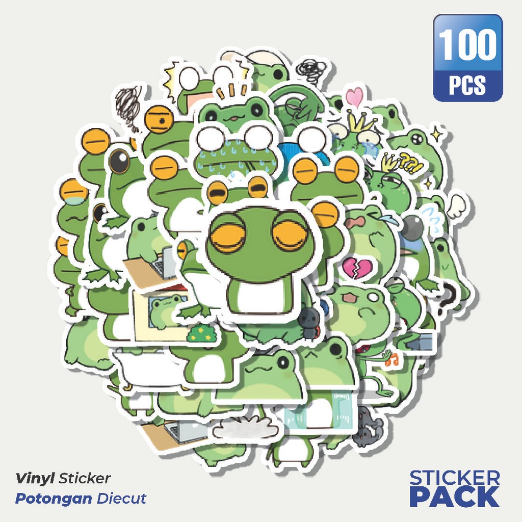 

Super Hemat! 100 PCS Stiker Kawaii Frog Series C [Katak] Waterproof Aesthetic- Untuk Laptop, Motor, dan Helm - Paper Stationery Pack