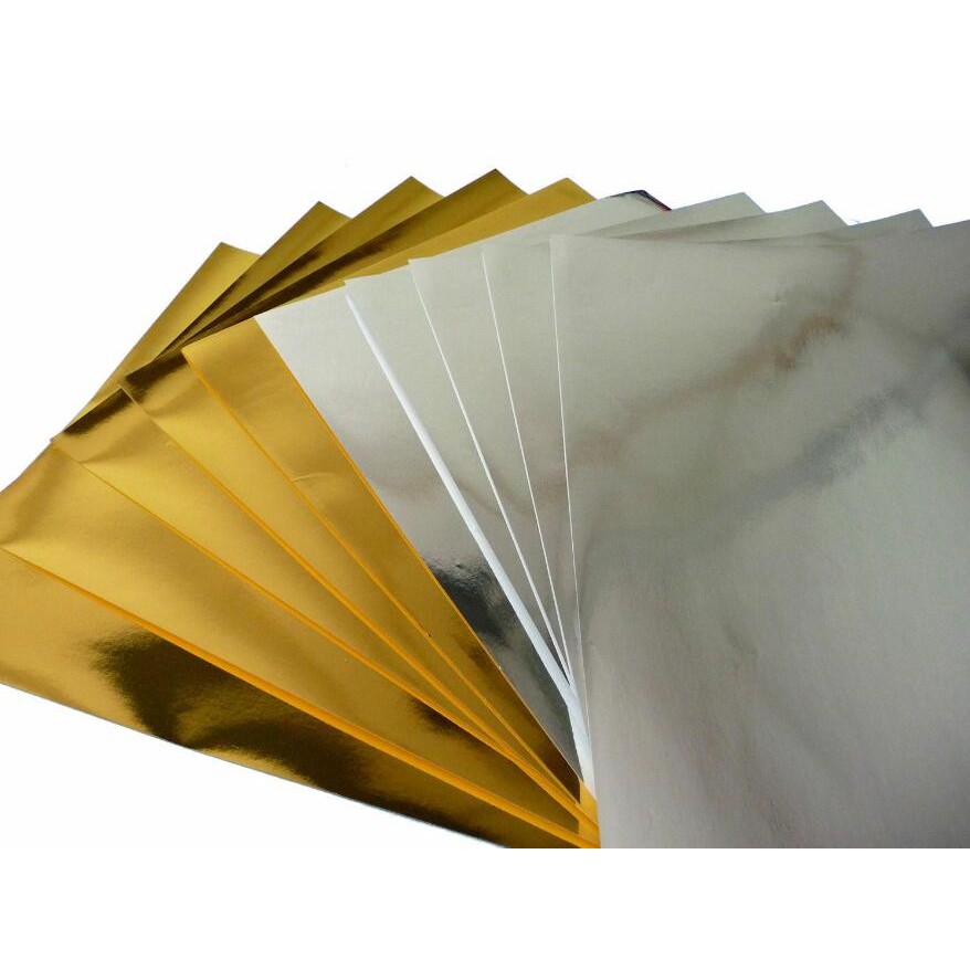 

20 Sheets Single Side Gold Silver Shiny Glossy Metallic Cardstock Thick Paper Postcard 250GSM Thickness