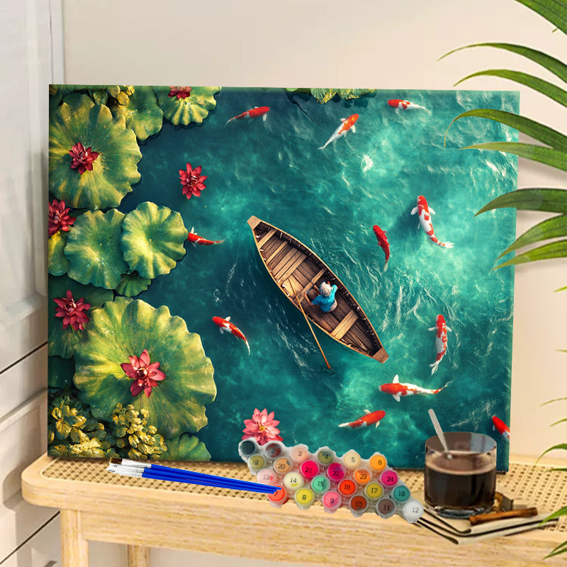 

Painting By Numbers Old Man and Goldfish Acrylic Paint Canvas Dropshipping Portrait Family Children Photo gifts