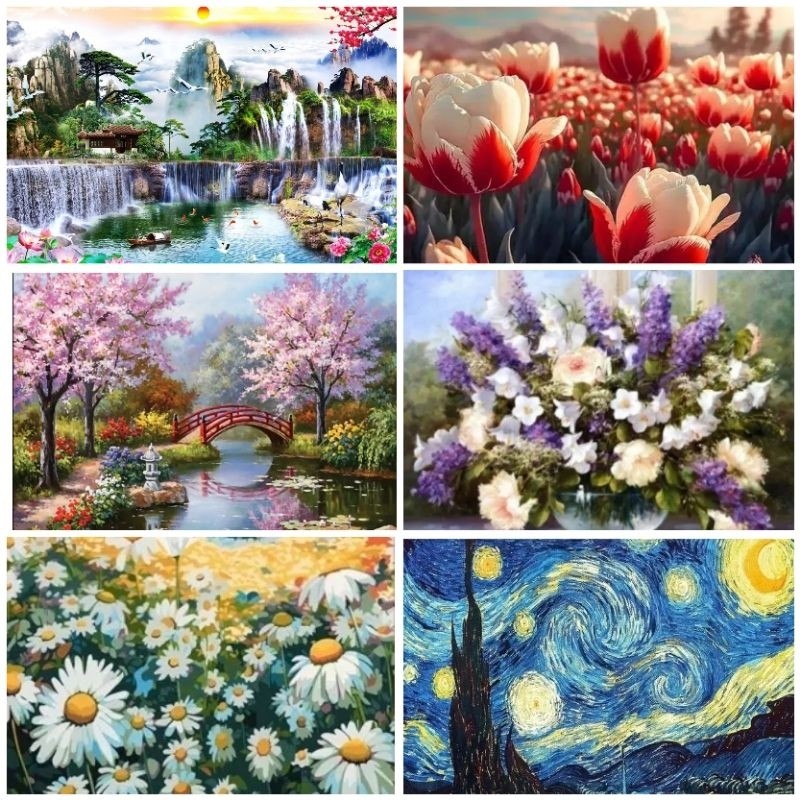 

COD Canvas Painting By Number Lukisan Kanvas Paint By Numbers 40x50cm