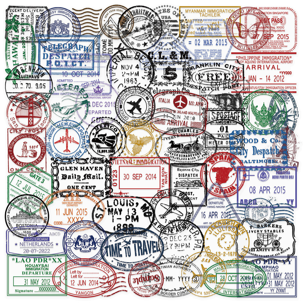 

60Pcs Transparent Vintage Postmark Stickers - Waterproof PET Decor for Journals, Guitars & Notebooks（ Anime Worlds Store）
