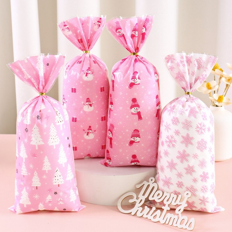 

Pink Snowman Snowflake Christmas Candy Bags Christmas Decorations for Home 2025 Navidad Natal Gifts New Year 2026 Packing Bags