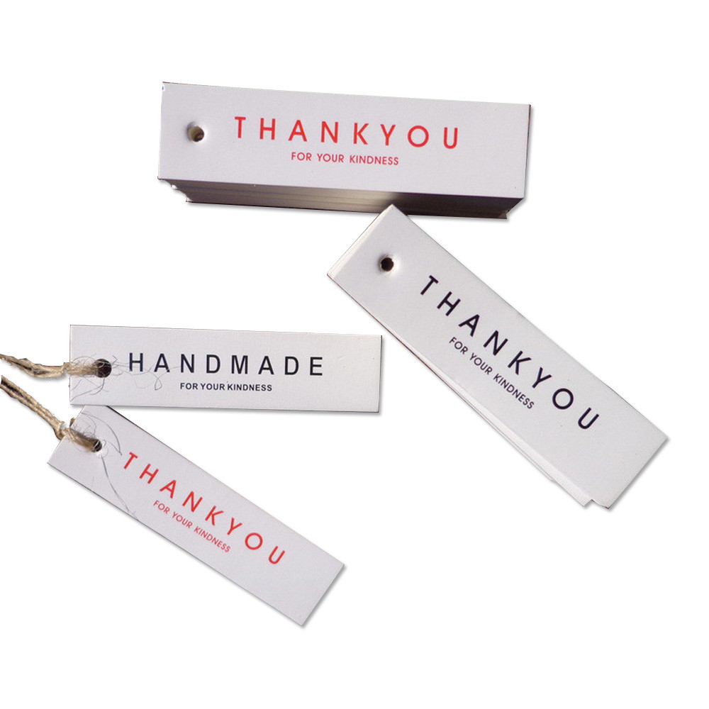 

1.8X7.0Cm 100Pcs Thank You Small Paper Hang Tags For Cake Hand Made Decoration Tag For Cooking Box For Gift Handmade Labels