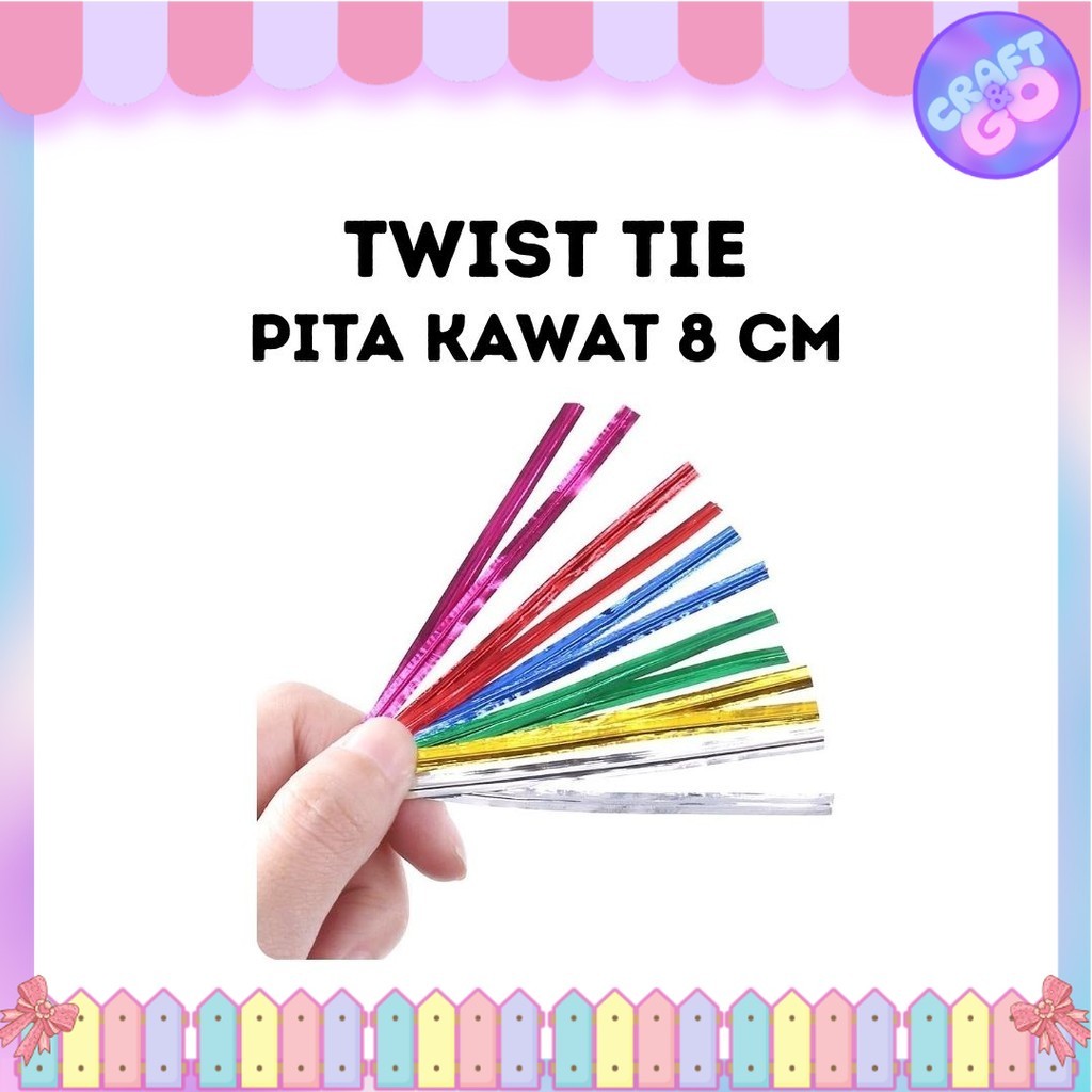 

Pita Kawat potong mas ikat twist tie snack Souvenir 8 cm
