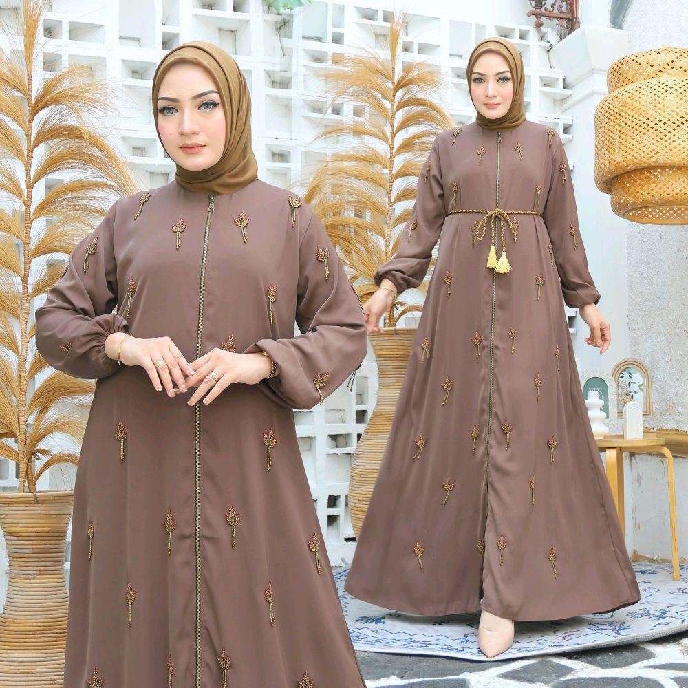 gamis abaya saraza tipe shania Muslim Wanita Dress Dewasa Remaja Syari Pesta Lebaran Hitam