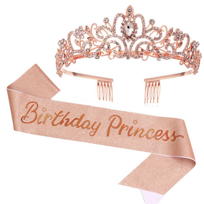 

Birthday Girl Tiara Crown Princess Crown With Birthday Sash For Women Happy Birthday Party Suppliesn01r