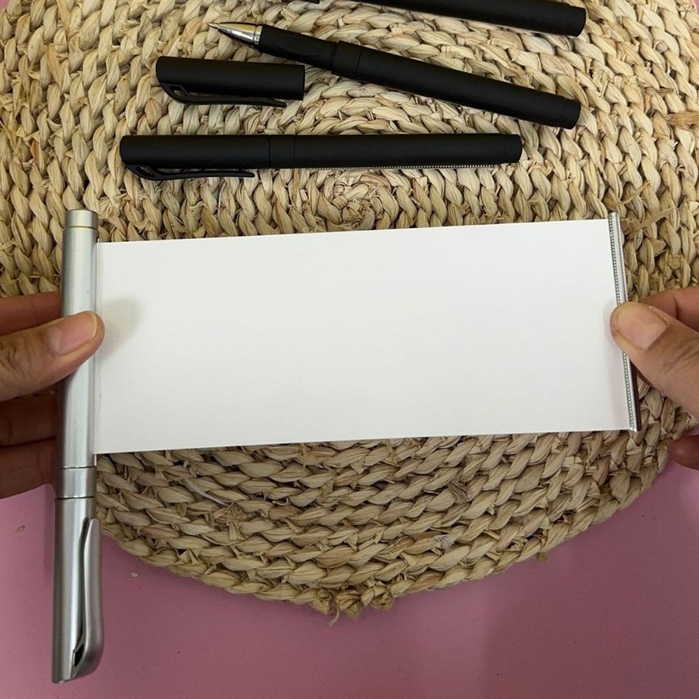 

Black Gel Pen with Retractable Blank Scroll Pull-out Paper Exam Ballpoint Pen Study Stationery