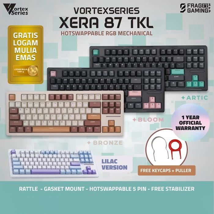 Promo Juara VortexSeries Vortex Xera87 Xera 87 Xera-87 Mechanical TKL Keyboard - BRONZE, OUTEMUSALT 