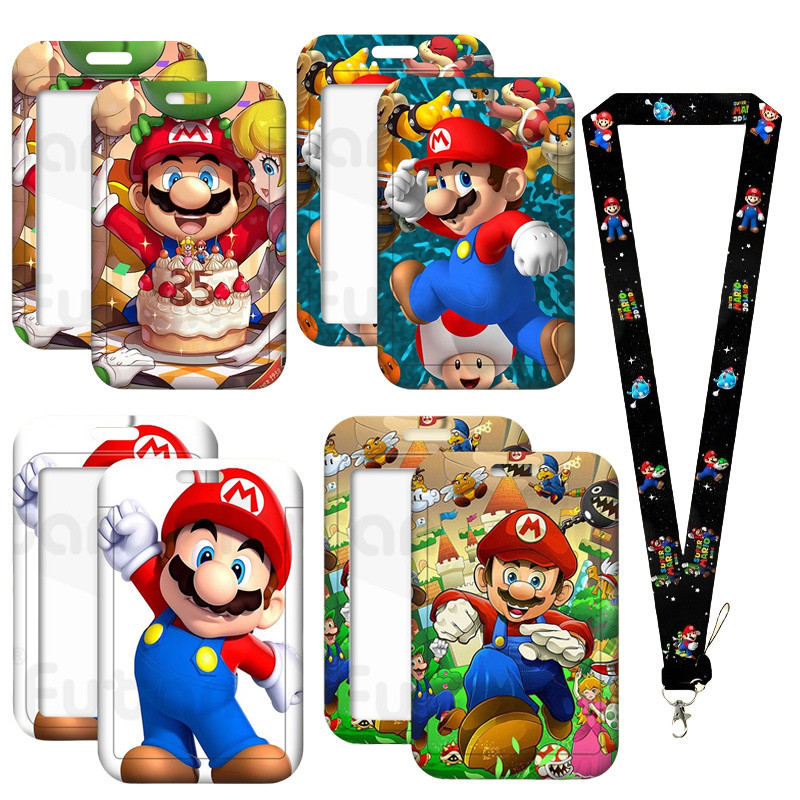 

Anime Super Mario Card Holder Sleeve Cartoon Neck Strap Lanyard ID Bus Subway Access Work Permit Student Chain Key Holder Cover
