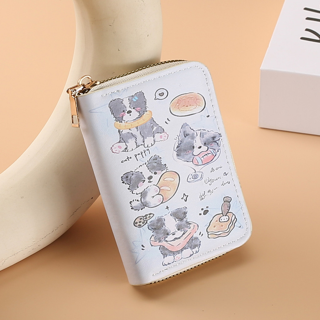 

Cute cartoon card bag, women's small 9-card position large-capacity card bag, student cartoon zipper card holder wallet.