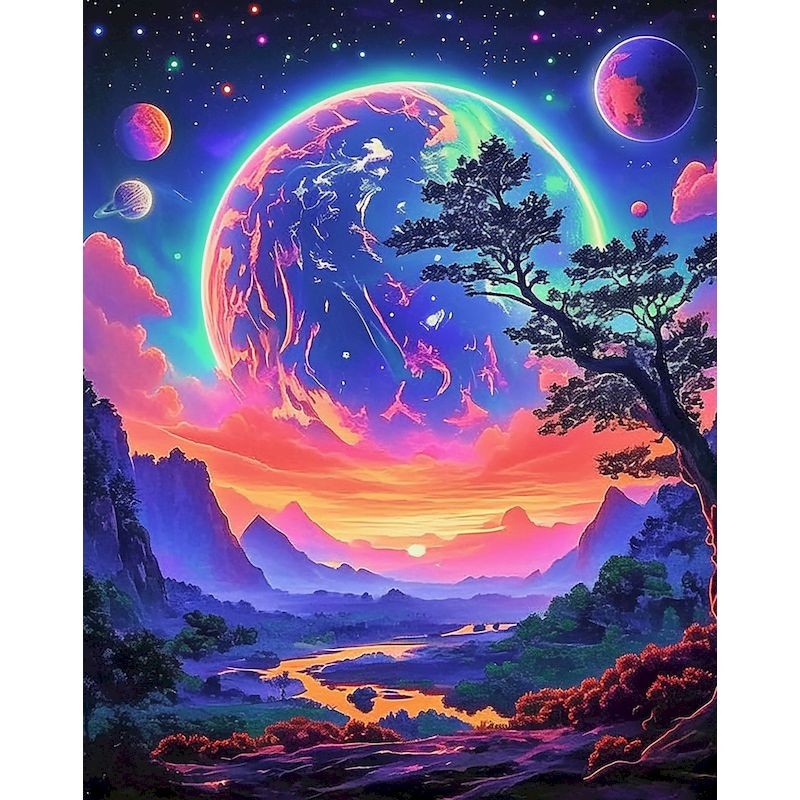 

RUOPOTY Frame Painting By Numbers Kit In The Field Moon Scenery Handicrafts Coloring Picture By Numbers For Home Decors Arts