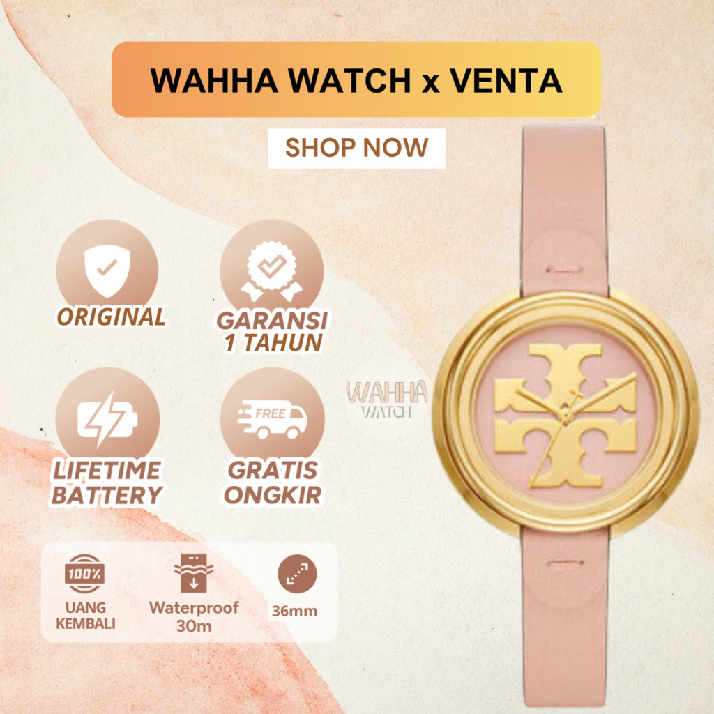 Jam Tangan Wanita Tory Burch TBW6205 / TBW 6205 Miller Pink Leather / Gold-Tone [BERGARANSI]