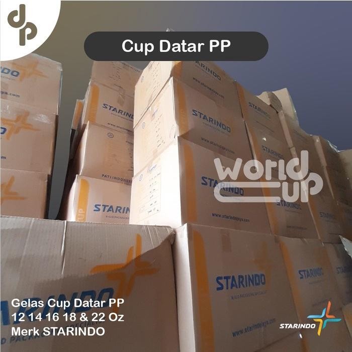 Gelas Cup Datar 12 Oz - 14 Oz -16 Oz - 18 Oz - 22 Oz PP 1 Dus Starindo