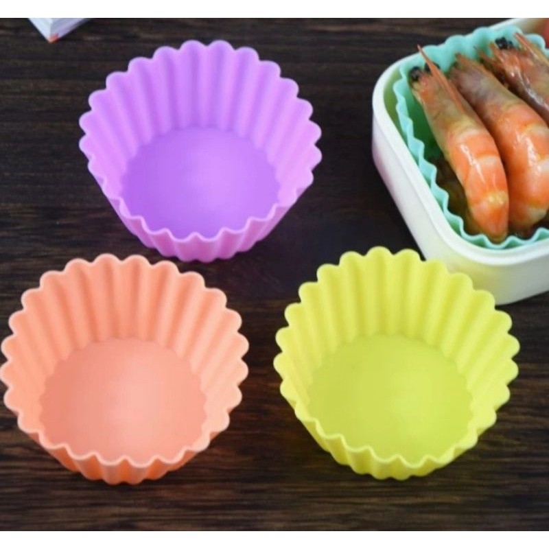 JASSHOP Medan Cetakan Kue Silikon Cup Cake Wadah Bekal Bento Kotak Makanan Anak Sekolah Mangkok Cup 